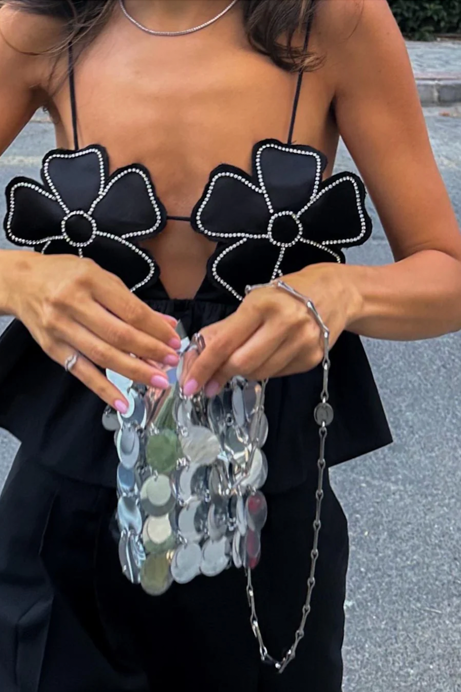 Lydia - Rhinestone Studded Crop Top