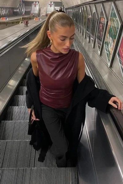 Esmeralda - Luxe Slim-fit Leather Top