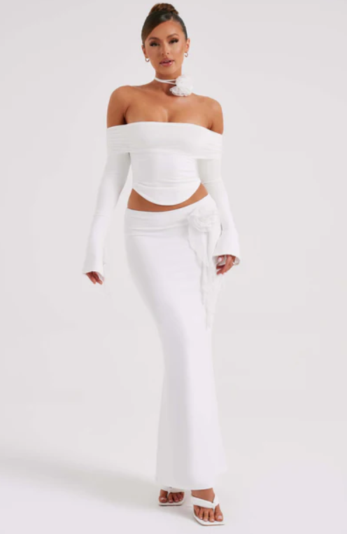 MONTE CARLO OFF SHOULDER  MAXI DRESS SET - White