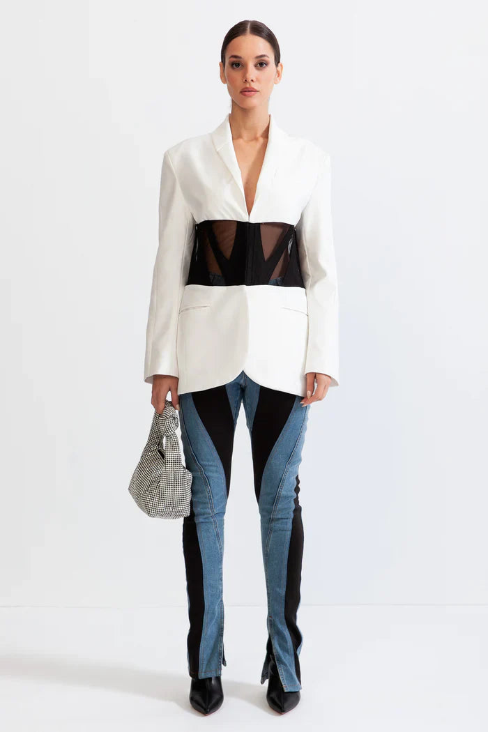 CORSET BLAZER - WHITE