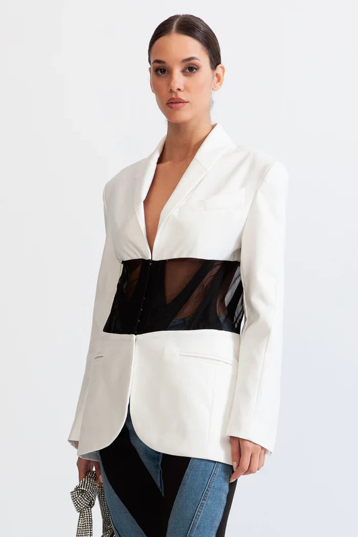 CORSET BLAZER - WHITE