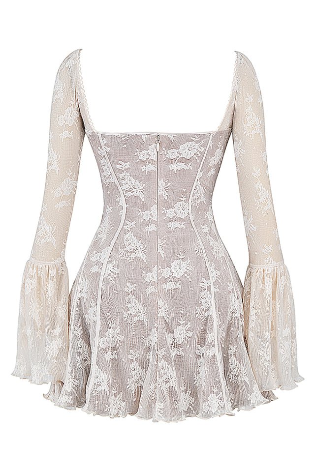 ANALISSA VINTAGE CREAM LACE CORSET MINI DRESS - Beige ANALISSA VINTAGE CREAM LACE CORSET MINI DRESS - Beige