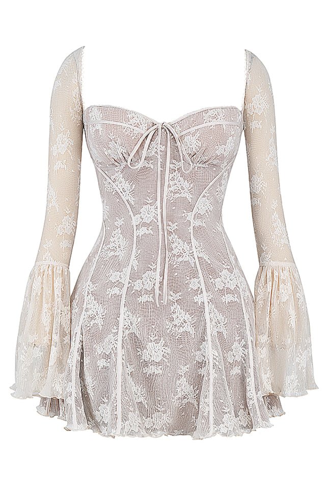 ANALISSA VINTAGE CREAM LACE CORSET MINI DRESS - Beige ANALISSA VINTAGE CREAM LACE CORSET MINI DRESS - Beige