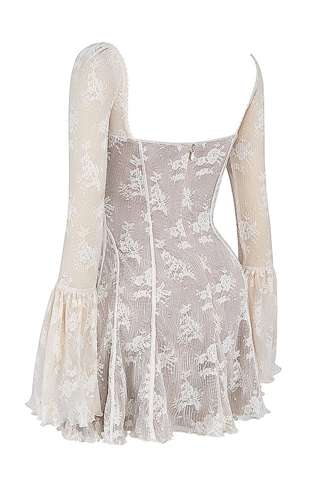 ANALISSA VINTAGE CREAM LACE CORSET MINI DRESS - Beige ANALISSA VINTAGE CREAM LACE CORSET MINI DRESS - Beige