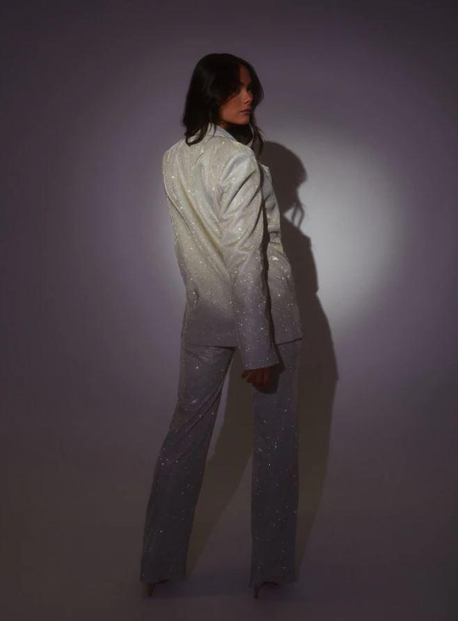 MILEY PALOMA  OVERSIZED GLITTER BLAZER - Silver