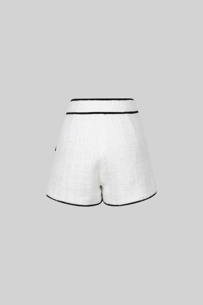 TWEED SHORTS WITH GOLD BUTTONS - WHITE