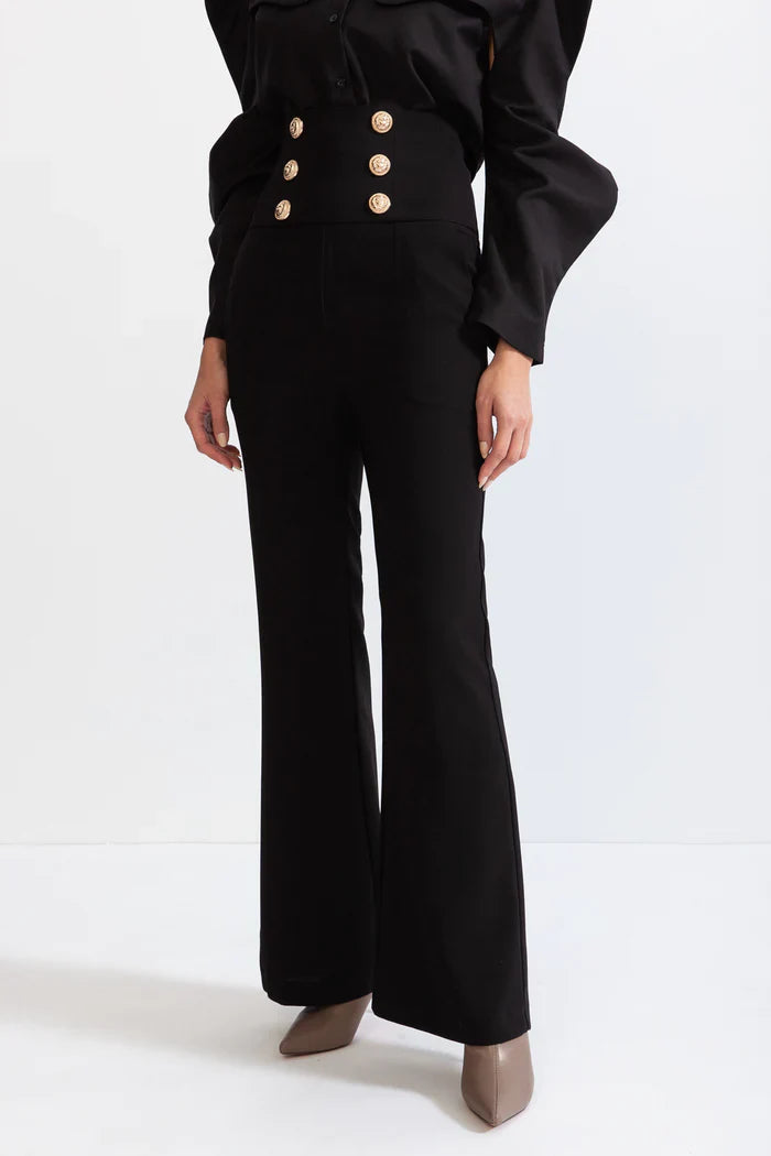 DOUBLE BREASTED HIGH WAISTED TROUSERS - BLACK