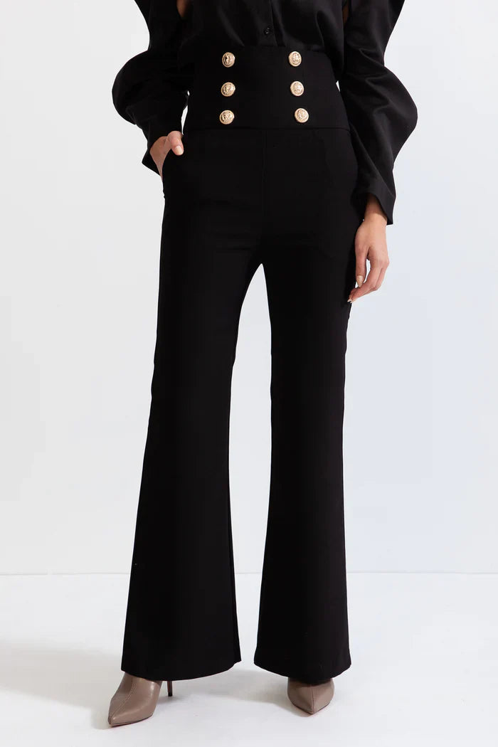 DOUBLE BREASTED HIGH WAISTED TROUSERS - BLACK