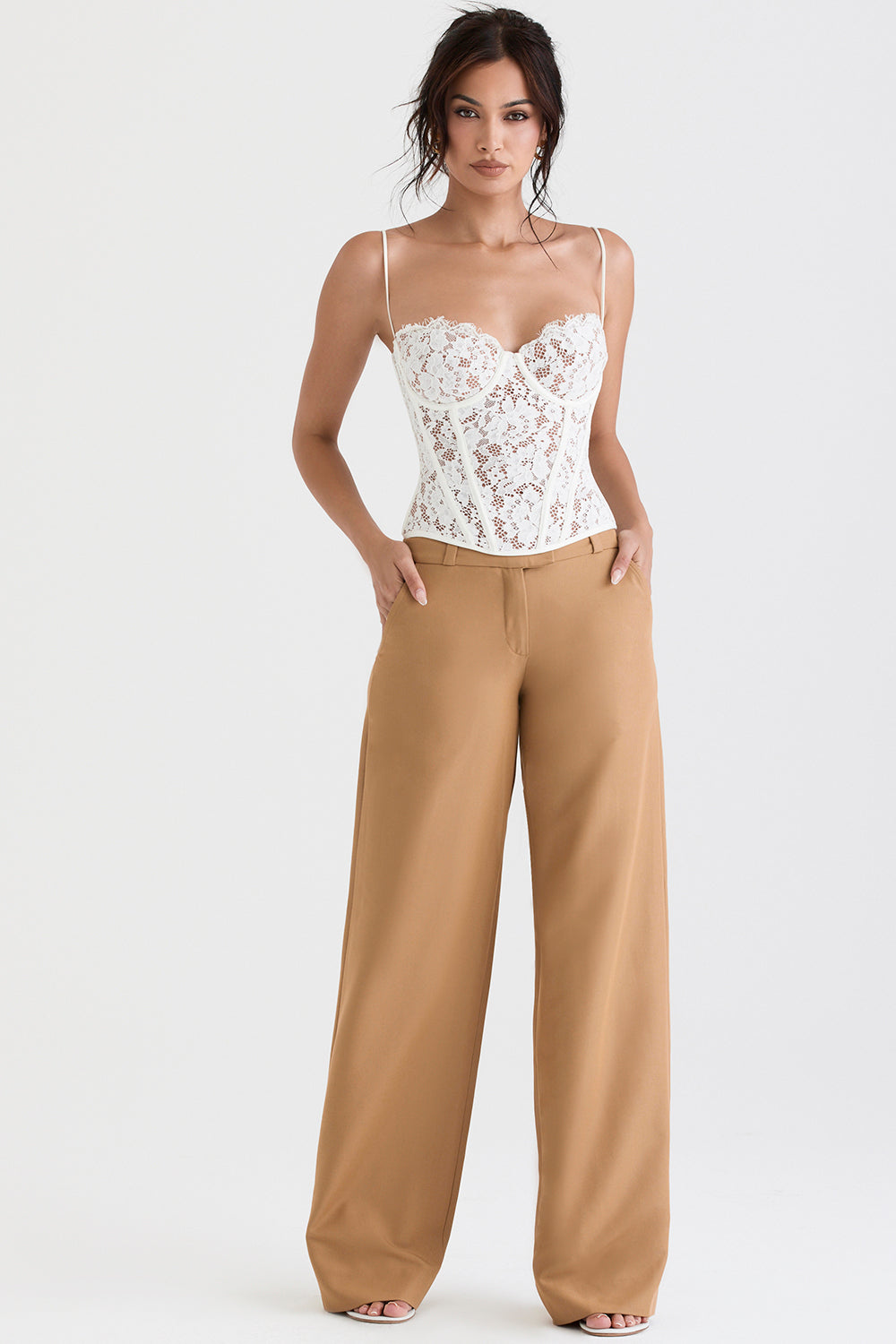 MILA LACE UNDERWIRED CORSET - White