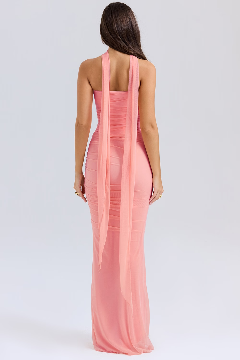 Cassidy peach fluted hem maxi skirt - Pink