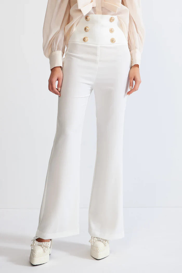 DOUBLE BREASTED HIGH WAISTED TROUSERS - WHITE